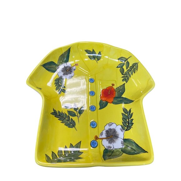Ceramic Hawaiian Shirt Shaped Serving Dish With Floral Design 12.5"x12" SKU 9316 - Picture 9 of 9